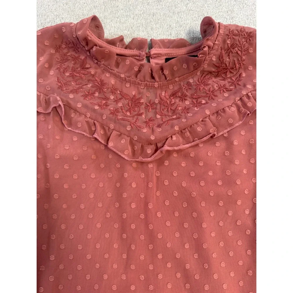 Girls Boutique Swiss Dot Ruffle Dress Sz 14 Dusty Rose Tiered Party Tween Flowy